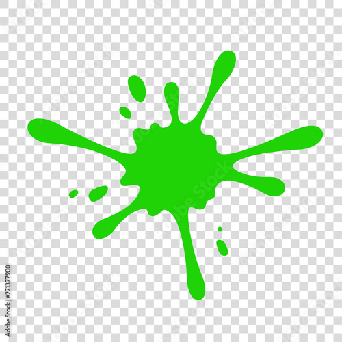 Green slime drip isolated on transparent background.