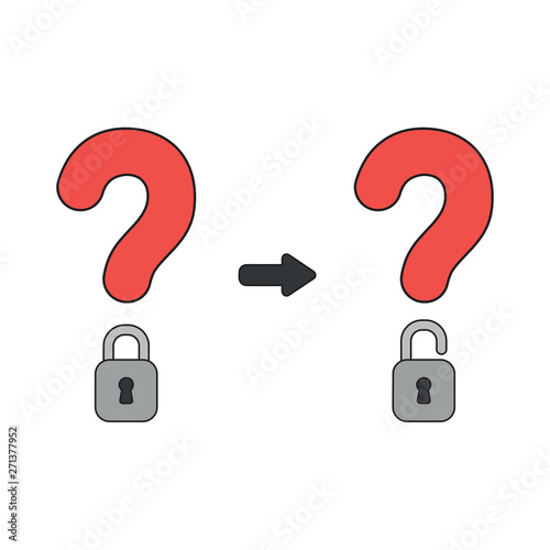 Vector icon concept of question mark closed and open padlocks.