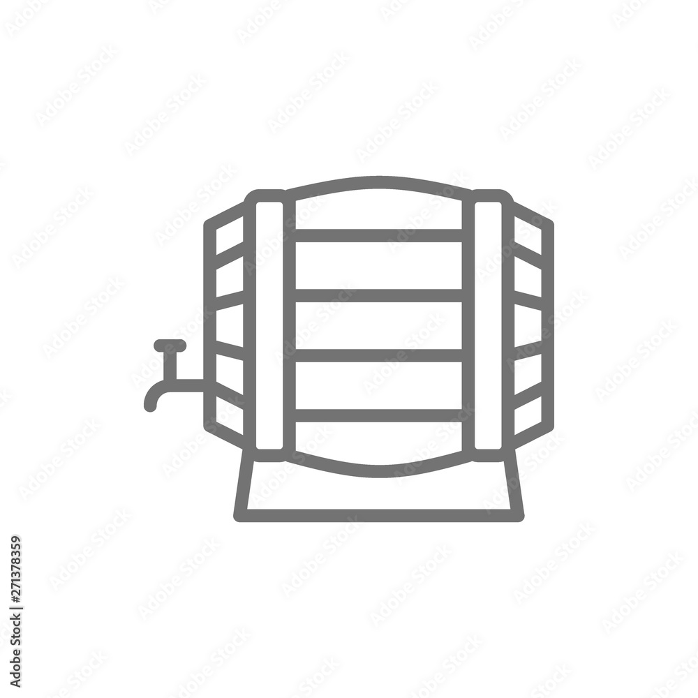 Wooden wine barrel line icon. Wooden wine barrel line icon.