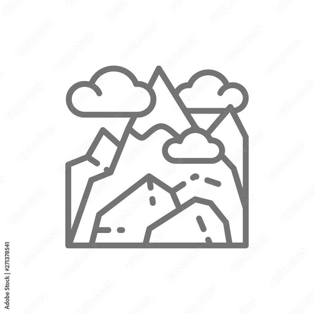 Georgian mountains, Kazbek mountain line icon. Georgian mountains, Kazbek mountain line icon.