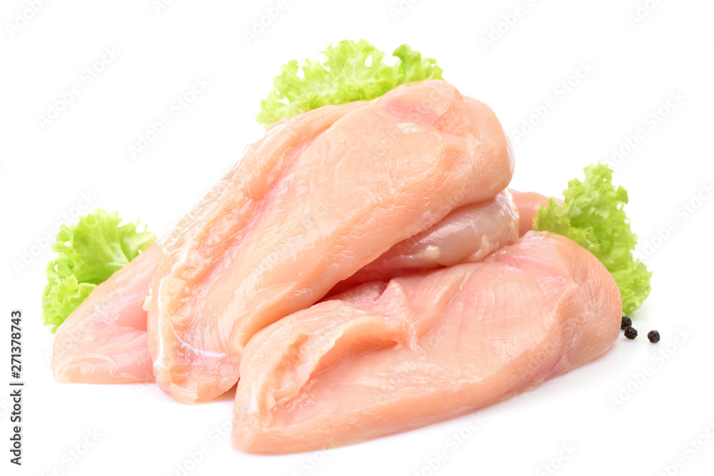 Chicken meat on a white background