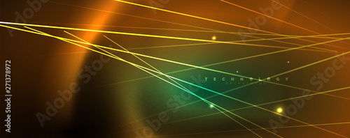 Vector neon light lines concept, abstract background