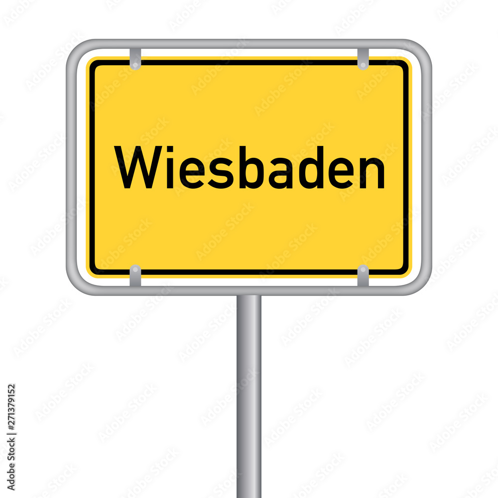Ortsschild - Landeshauptstadt Wiesbaden Ortseingangsschild. Vektor Eps10. Ortsschild - Landeshauptstadt Wiesbaden Ortseingangsschild. Vektor Eps10.