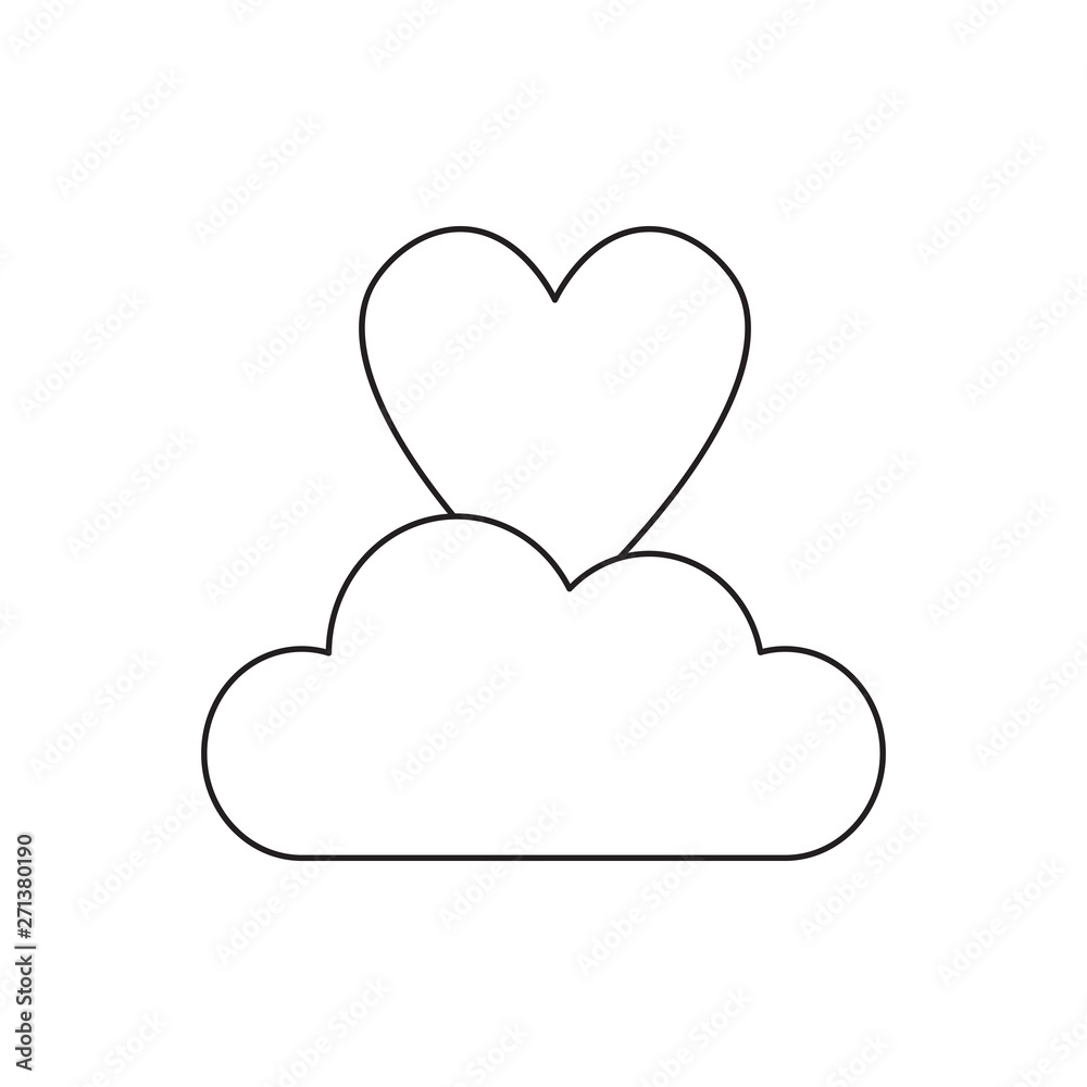 Vector icon concept of heart on cloud.