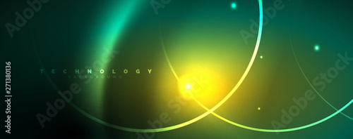 Shiny neon lines template - northern lights glowing blur lines. Futuristic style glow neon 80s disco club or night party techno template