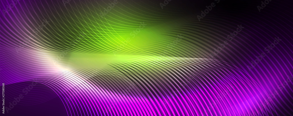 Shiny neon lights, dark abstract background with blurred magic neon light curved lines Shiny neon lights, dark abstract background with blurred magic neon light curved lines