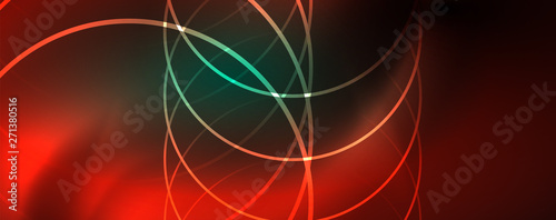 Shiny neon lines template - northern lights glowing blur lines. Futuristic style glow neon 80s disco club or night party techno template