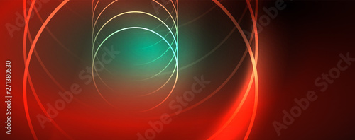 Shiny neon lines template - northern lights glowing blur lines. Futuristic style glow neon 80s disco club or night party techno template
