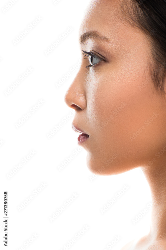 profile of attractive asian woman with perfect skin, isolated on white profile of attractive asian woman with perfect skin, isolated on white