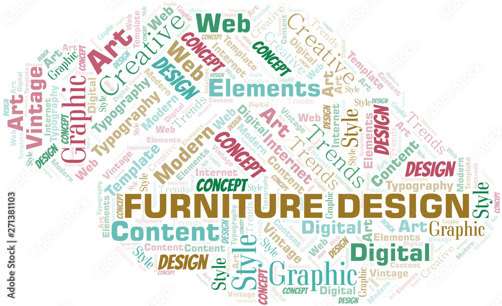 Furniture Design word cloud. Wordcloud made with text only.