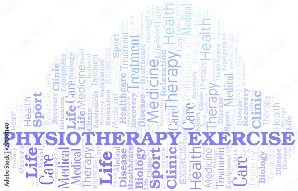 Physiotherapy Exercise word cloud. Wordcloud made with text only.