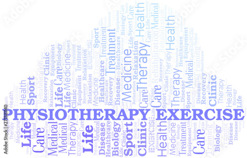 Physiotherapy Exercise word cloud. Wordcloud made with text only.