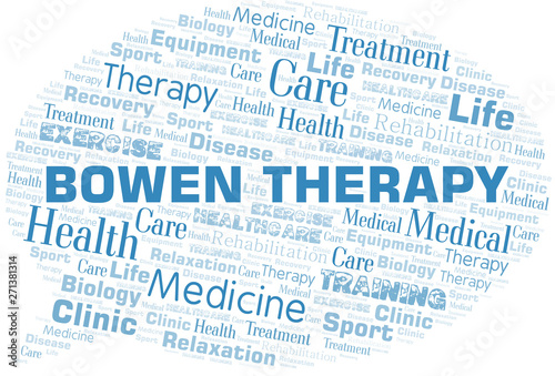Bowen Therapy word cloud. Wordcloud made with text only. photo