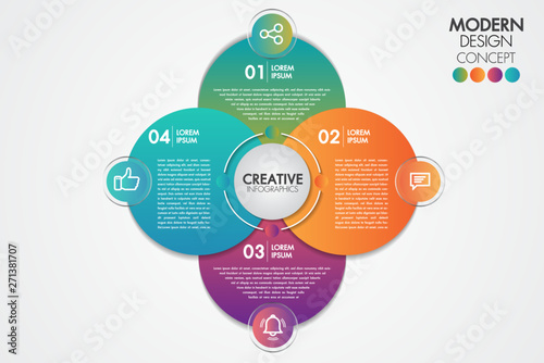 Business infographics element.Circle chart template Chart with 4 steps or options for presentations , graph, diagram, options, parts, processes, phase and training.