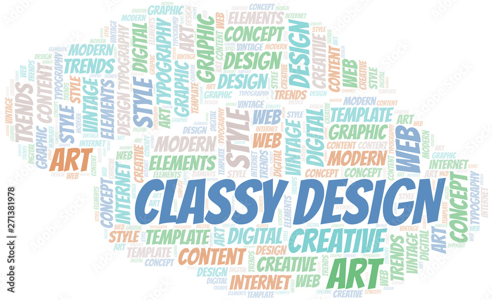 Fototapeta premium Classy Design word cloud. Wordcloud made with text only.