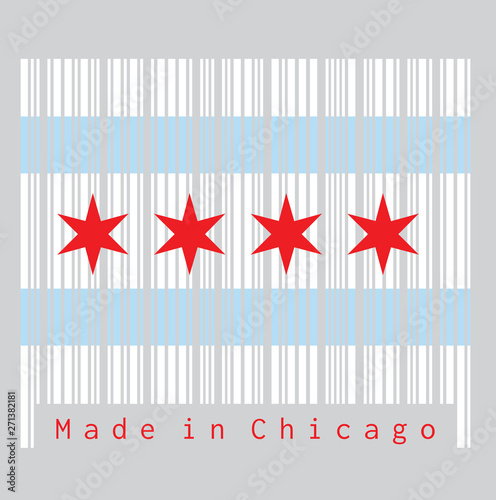 Barcode set the color of Chicago flag, the city of Chicago is the most populous city in Illinois, United States of America.
