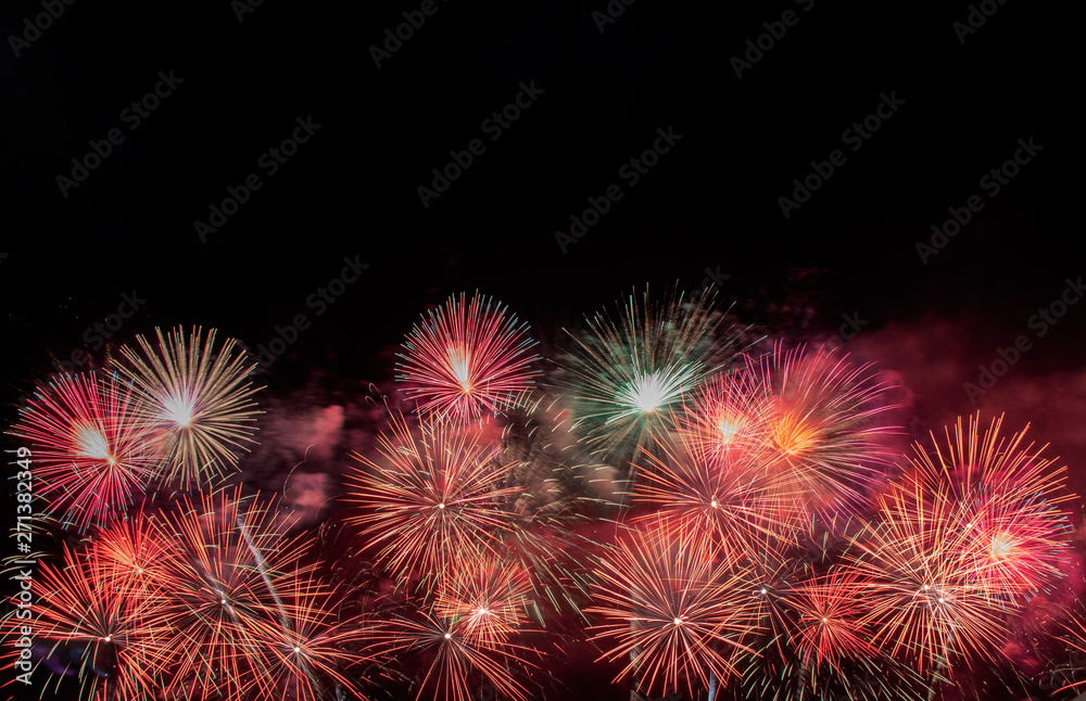 Colorful of fireworks in holiday festival from Pattaya Chonburi Thailand