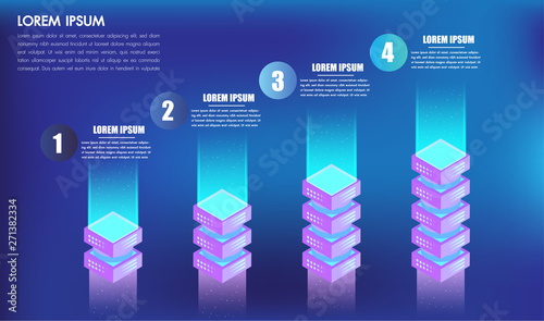 Isometric infographics design 4 options leves or steps for business concept success 3d boxes, Can be used for presentations, workflow layout, process diagram, flow chart, info graph.