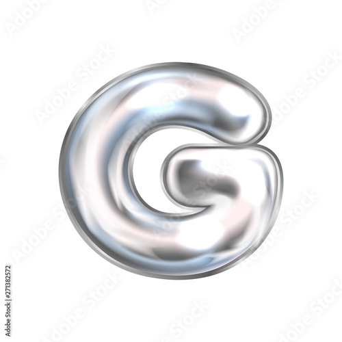 Silver perl foil balloon, inflated alphabet symbol G
