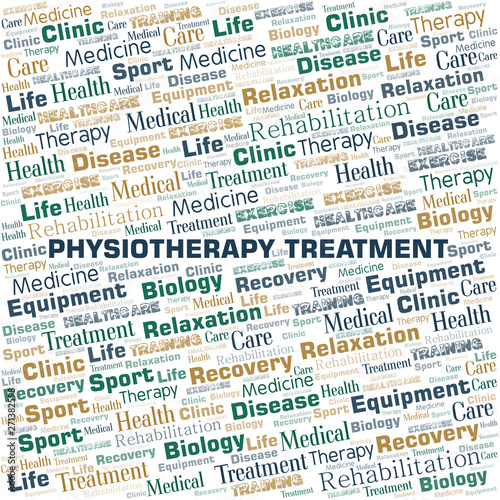 Physiotherapy Treatment word cloud. Wordcloud made with text only.