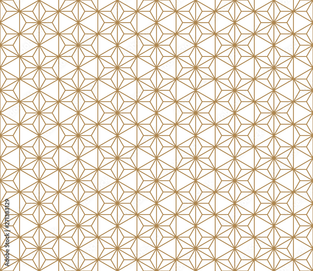 Seamless geometric pattern based on japanese ornament kumiko . - obrazy, fototapety, plakaty 