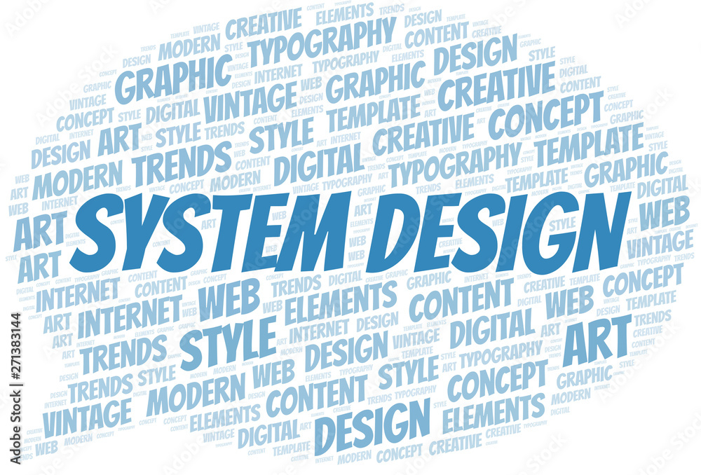 System Design word cloud. Wordcloud made with text only.