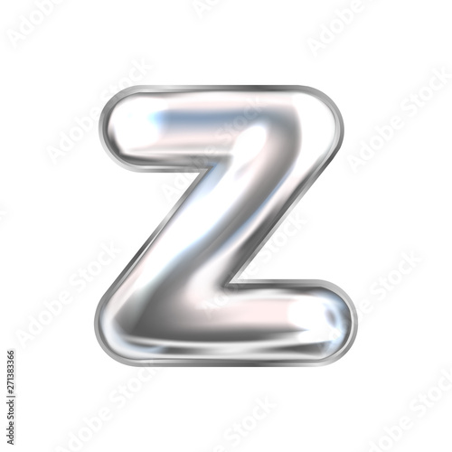 Silver perl foil balloon, inflated alphabet symbol Z photo