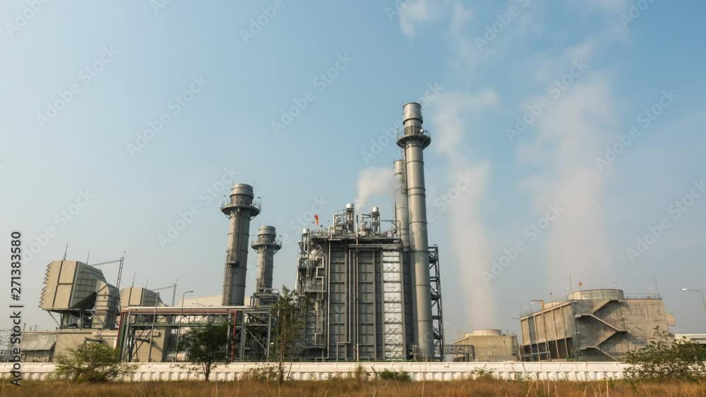Gas turbine electrical power plant in industrial Estate. 4K Time-lapse. Gas turbine electrical power plant in industrial Estate. 4K Time-lapse.