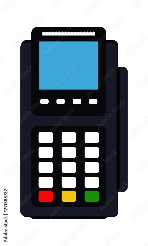 Finance and Business - Flat Illustration - POS Terminal on a white Background Finance and Business - Flat Illustration - POS Terminal on a white Background
