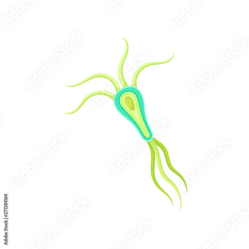 Plankton with a bright green edge on the body. Vector illustration on white background.