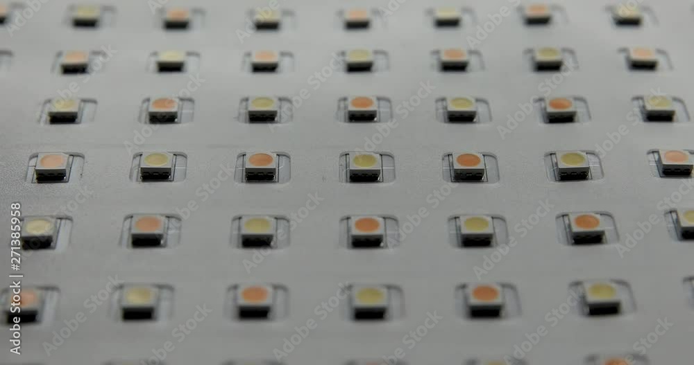Close up shot of led panel with changing color, camera moving Close up shot of led panel with changing color, camera moving
