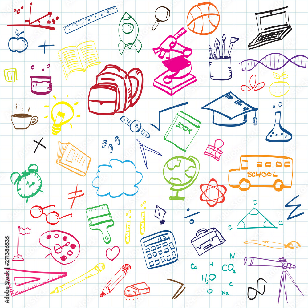 Back to school, Education concept background with line art icons and symbols Back to school, Education concept background with line art icons and symbols