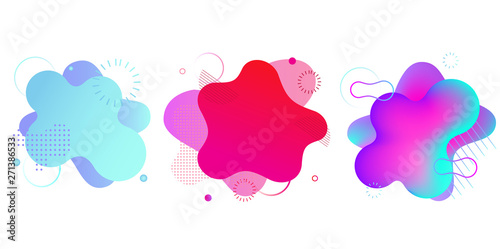 Gradient fluid shapes isolated on white. Colorful vibrant spots, backgrounds. abstract banner templates
