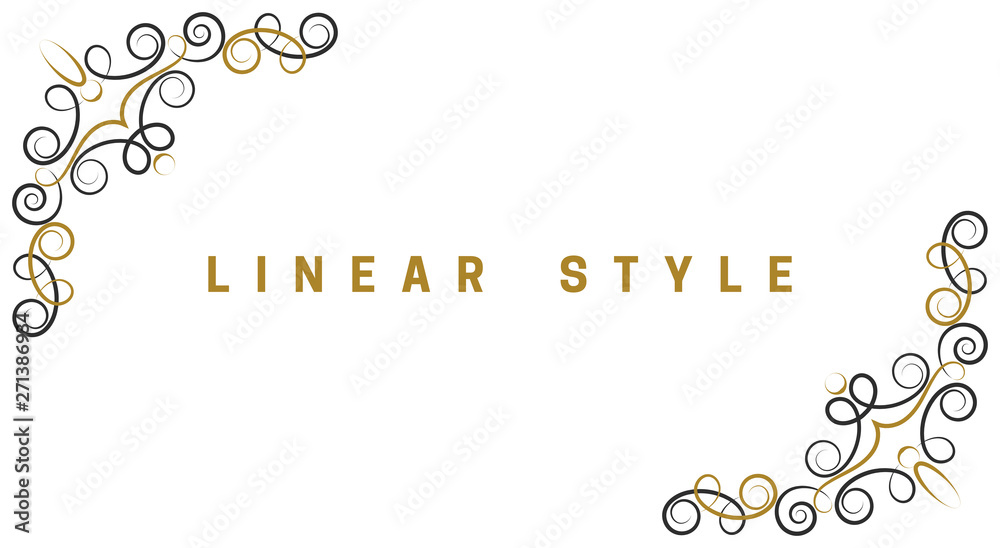 Decorative corner elements. Vintage, vector design elements, invitations, frames, menus, labels and websites. Graphics, vector. In a linear, antique style. On a white background.