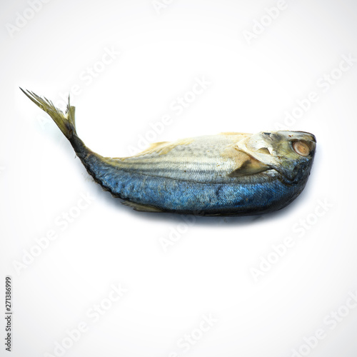 Steamed mackerel Isolated on the white background.