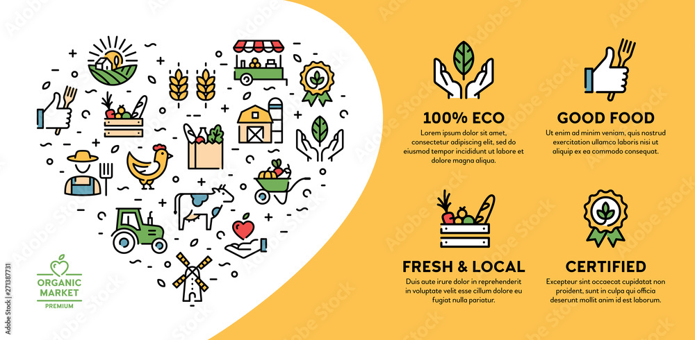 Obraz premium Vector Farmers Market Icon Banner