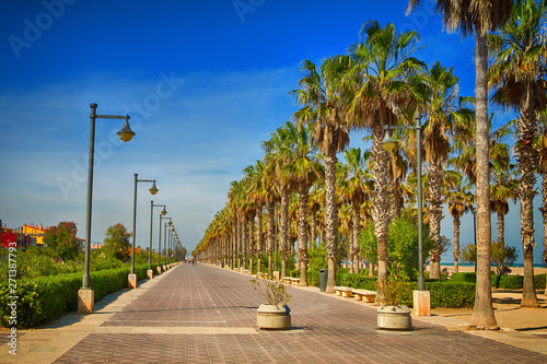 Spain. Valencia. Quay in summer sunny weather
