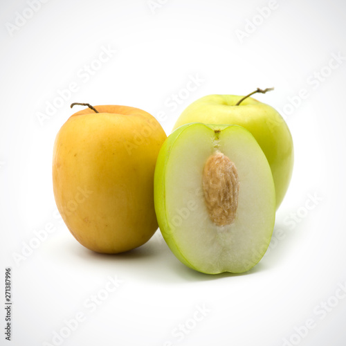 Fresh jujube green orange isolated on the white background