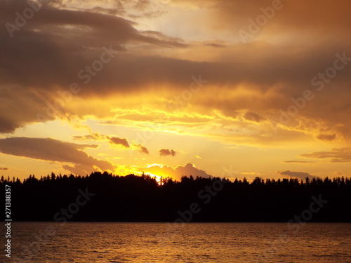 sunset over the lake