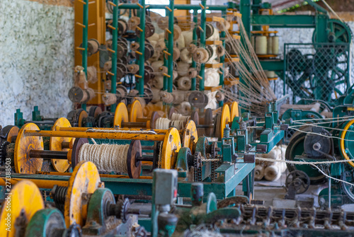 Balls of Agave plant fibers, taken at the factory in Tecoh, Yucatan photo