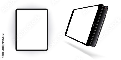 Mockup tablet collection set isolated on white vector design. Outline mockup electronics devices phone monitor lines realistic simple isolated 3d vector set