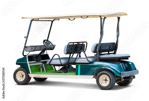 Golf cart or golf car isolated on white background with clipping path