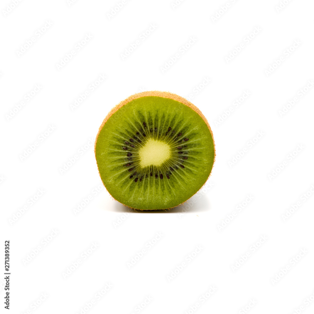 Ripe whole kiwi fruit and half kiwi fruit isolated on the white background. Ripe whole kiwi fruit and half kiwi fruit isolated on the white background.