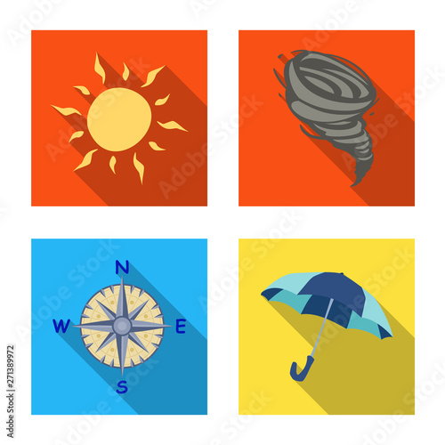 Isolated object of weather and climate logo. Collection of weather and cloud stock vector illustration.