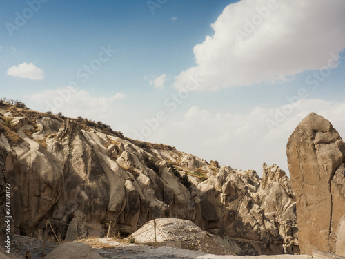 The rock formation sites in Goreme, Cappadocia, Turkey, which is a unique attraction for tourists visiting Turkey.