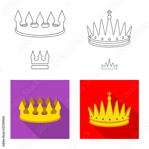 Vector illustration of medieval and nobility symbol. Set of medieval and monarchy stock symbol for web.