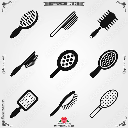 Hair brush icon logo, illustration, vector sign symbol for design
