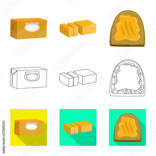 Vector illustration of creamy and product logo. Set of creamy and farm stock symbol for web.