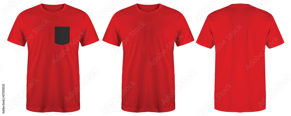 Blank t shirt set bundle pack. Red maroon t shirt isolated on white  background with three different style suitable for mock up template Stock  Photo | Adobe Stock