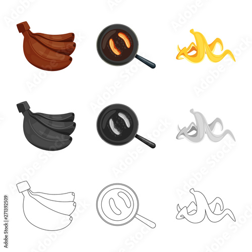 Isolated object of natural and vegetarian logo. Collection of natural and eating stock vector illustration.